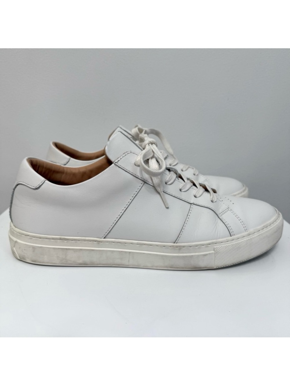 Greats Brooklyn White Leather Sneaker Lace Up Low Top Mens Size 10 Made in Italy